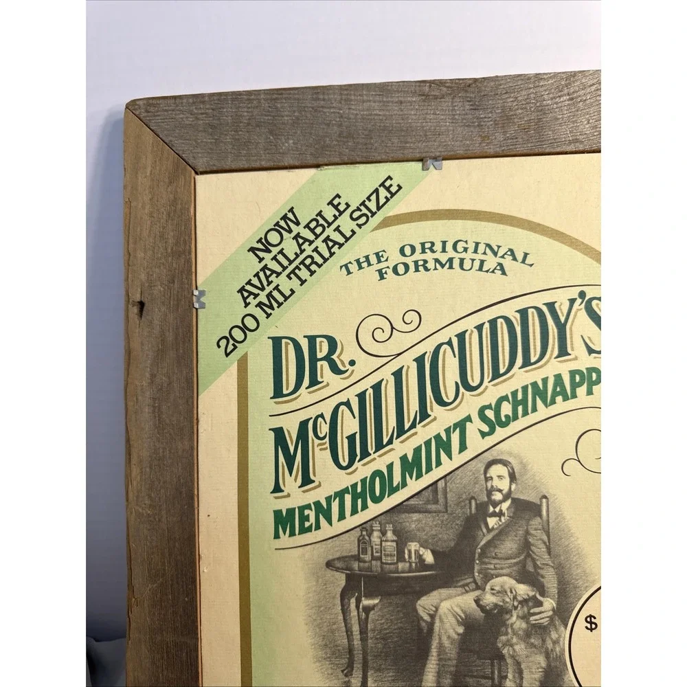 Vintage Dr McGillicuddy Schnapps Sign & American Barn Print Double Sided Framed